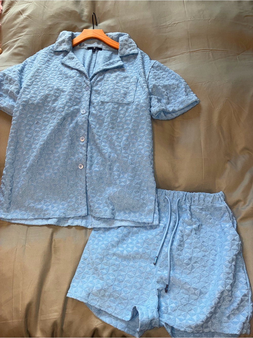 Blue Cloth Set Button Down and Shorts